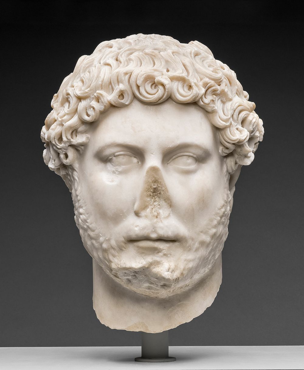 Portrait Head of Emperor Hadrian by Ancient Roman