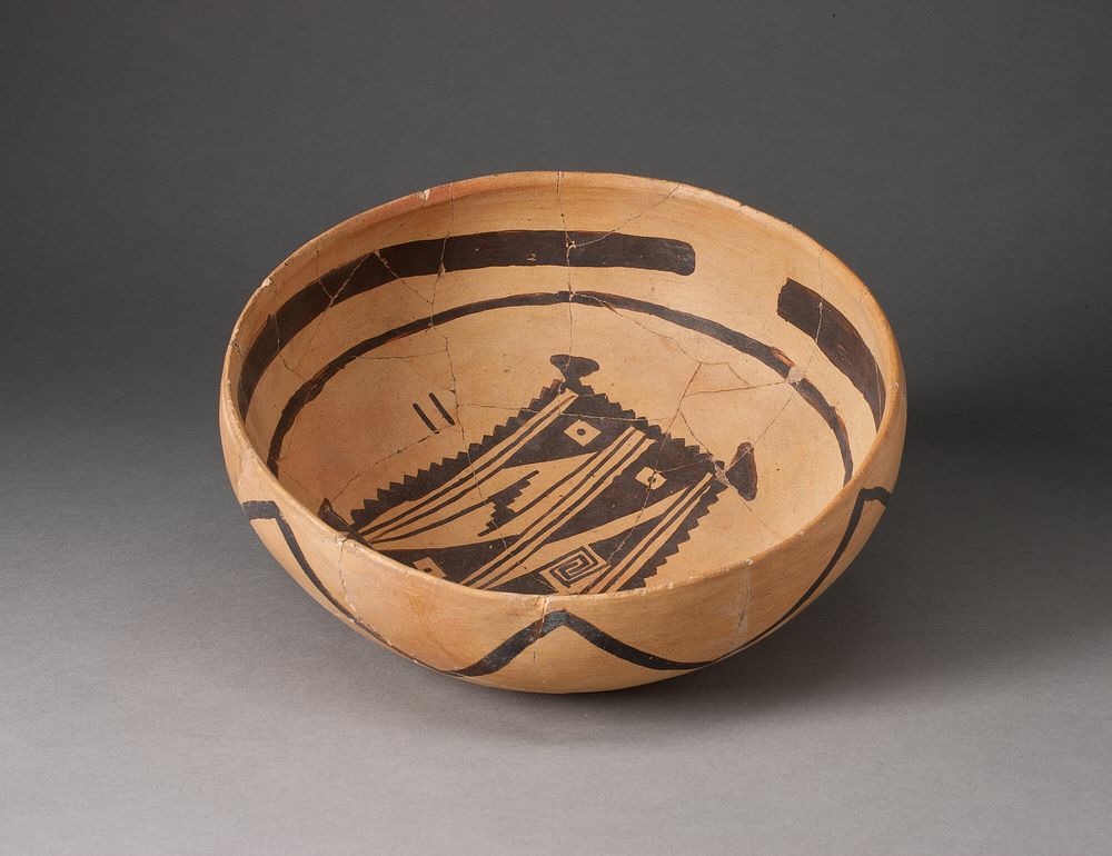 Bowl with Abstract, Geometric Rendering of Blanket on Interior by Hopi