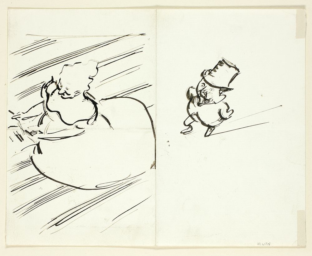 Sketches of Man and Woman Seen from Above by Philip William May