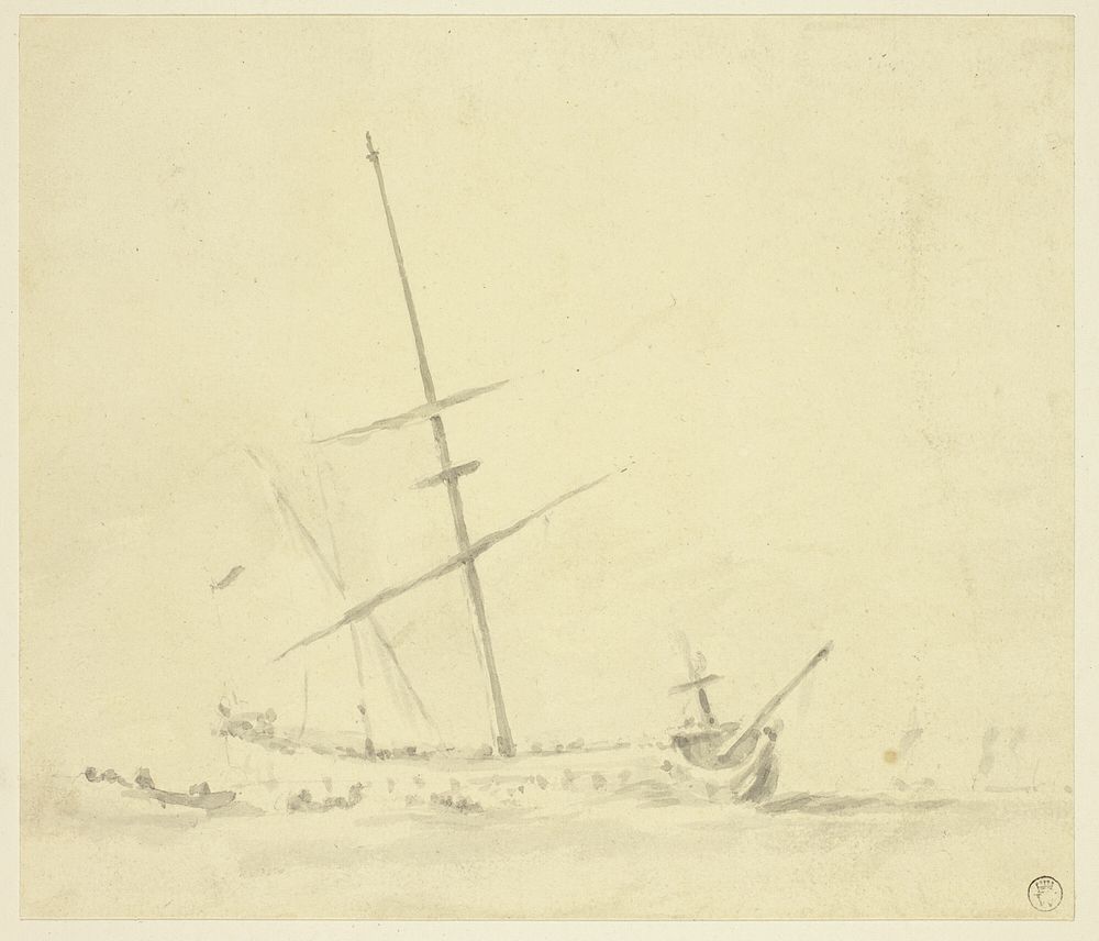 Row Boats near a Ship by Willem van de Velde, II