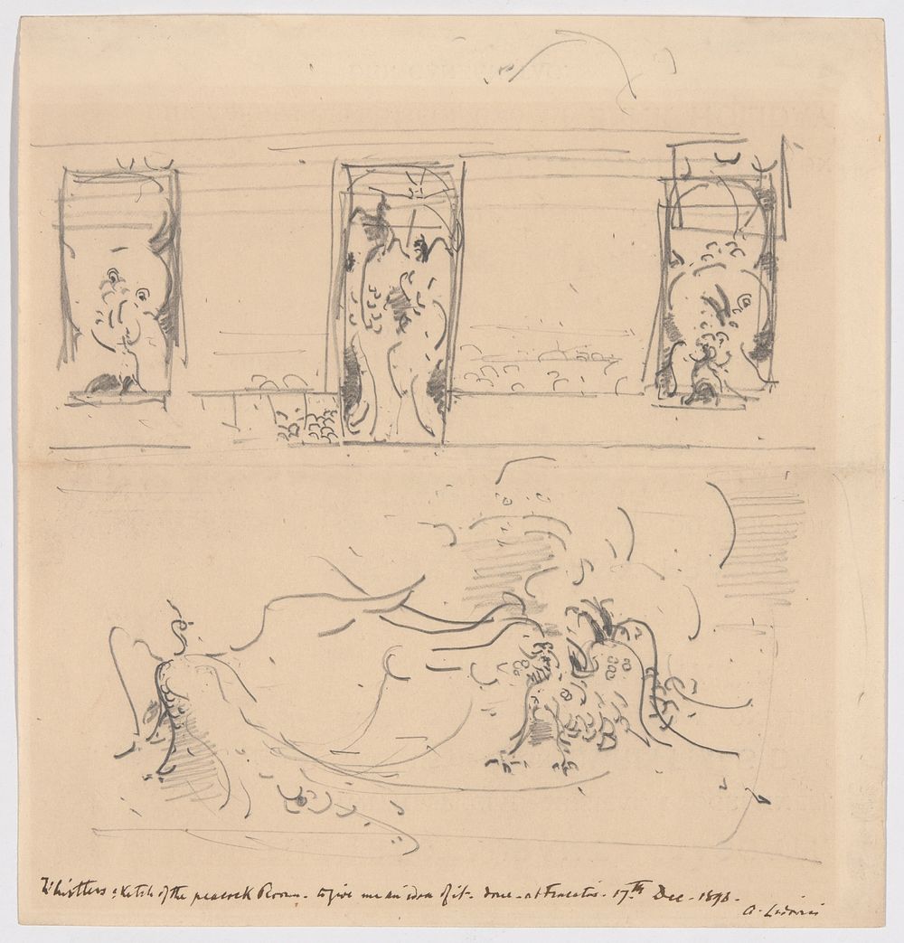 Sketch of the Peacock Room by James McNeill Whistler