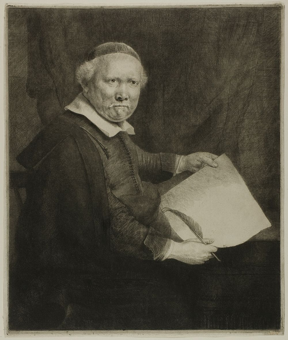 Lieven Willemsz. von Coppenol, Writing Master: The Larger Plate by Rembrandt van Rijn