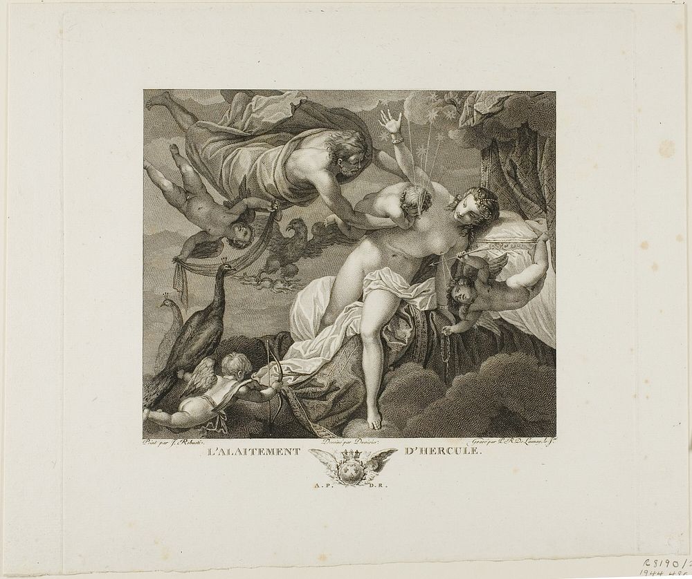 The Suckling of Hercules, plate two from La Galerie du Palais Royal, volume II by Robert Delaunay