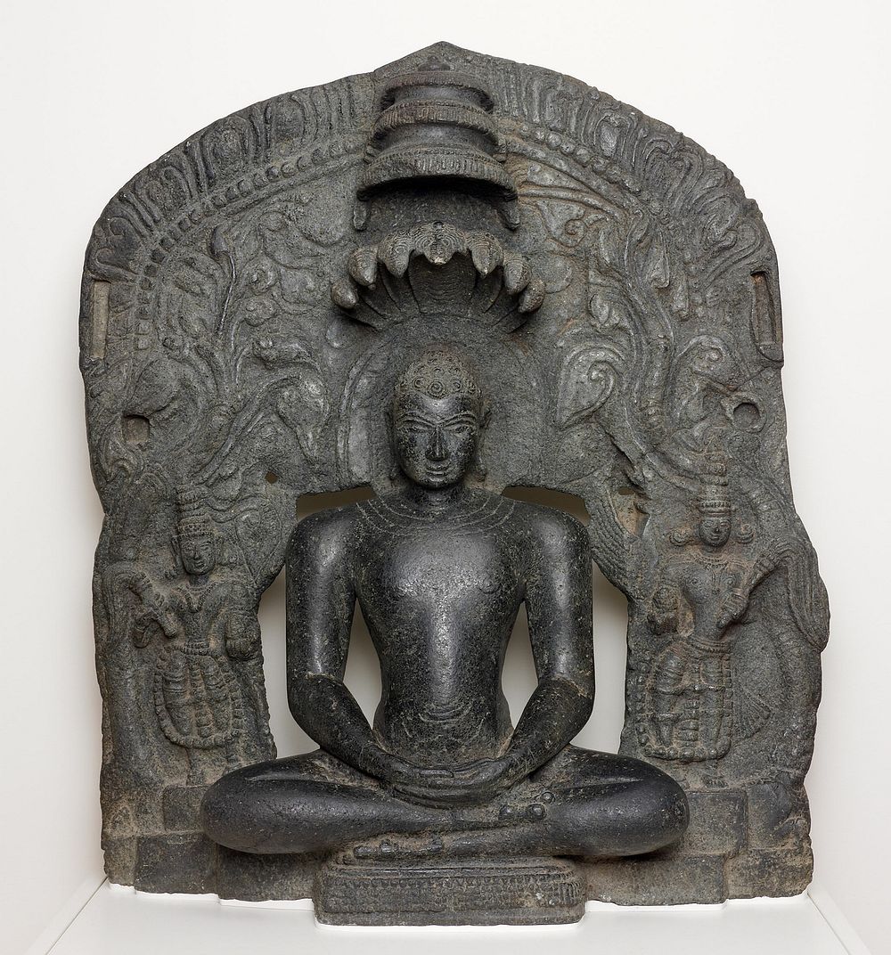 Jaina Tirthankara Parshvanatha with Serpent Hood Seated in Meditation (Dhyanamudra)