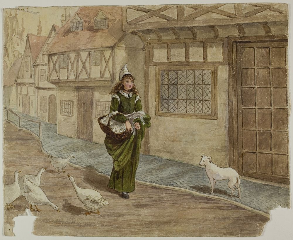 Girl with Eggs and Geese by Kate Greenaway