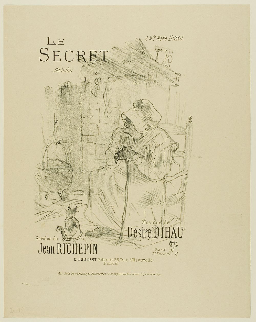 The Secret, from Mélodies de Désiré Dihau by Henri de Toulouse-Lautrec