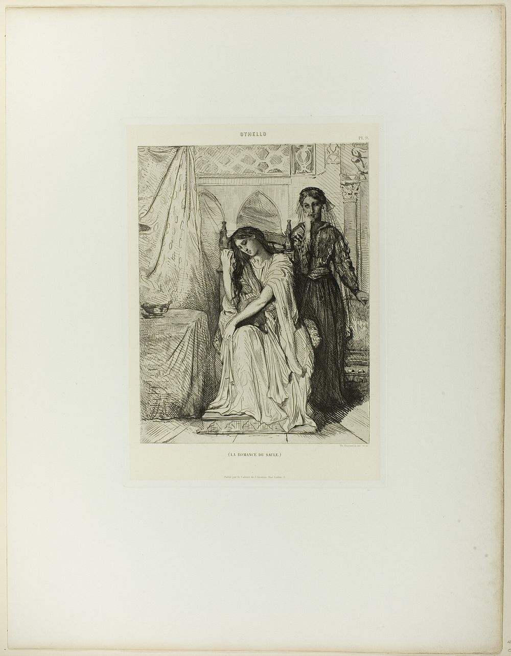 The Willow Song, plate nine from Othello by Théodore Chassériau