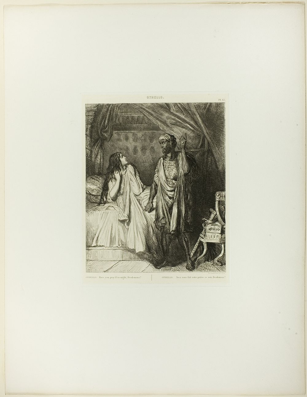 Have you pray'd tonight, Desdemona?, plate twelve fom Othello by Théodore Chassériau