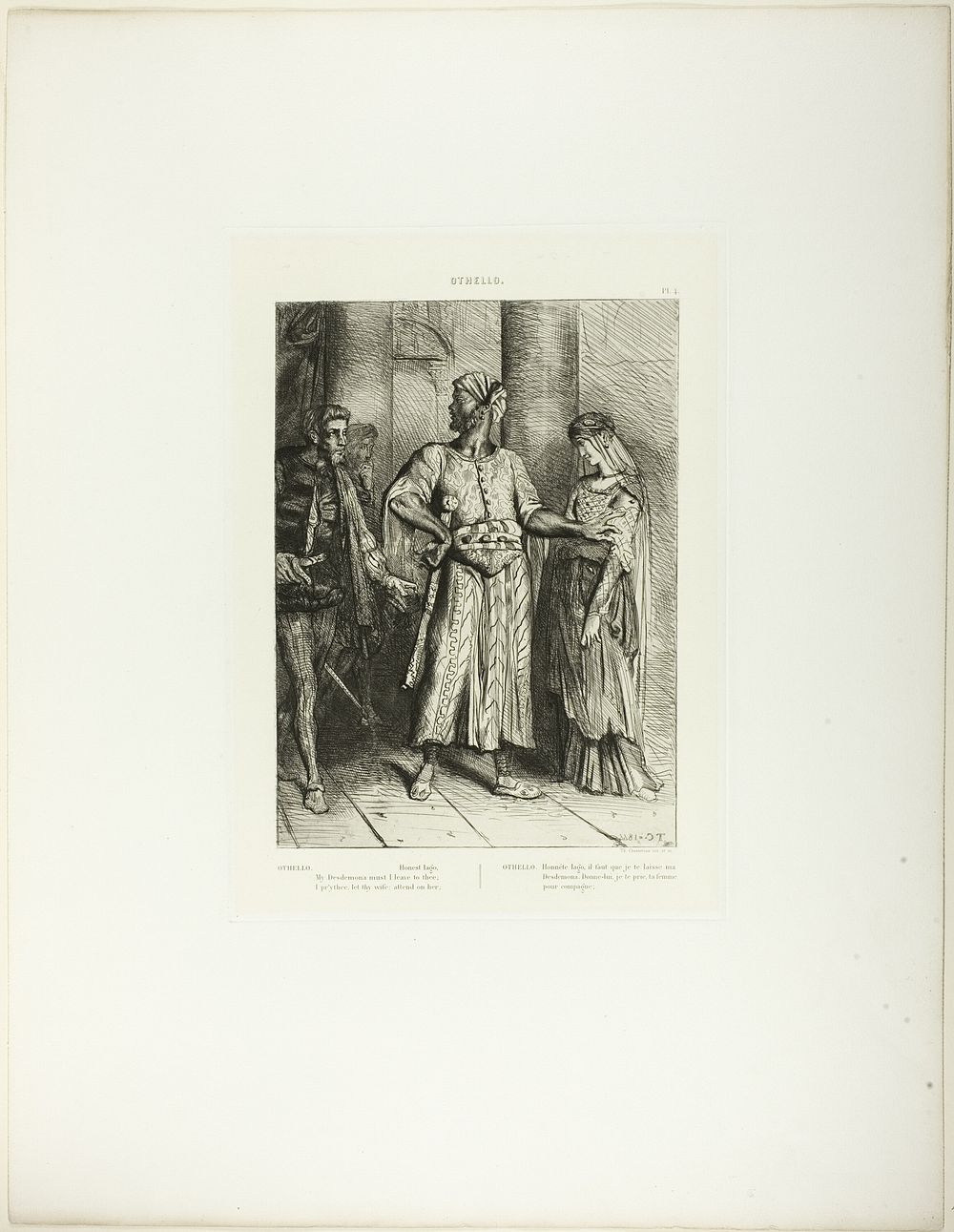 Honest Iago, Desdemona Must I Leave to Thee, plate 4 (act 1, scene 3), from Othello by Théodore Chassériau