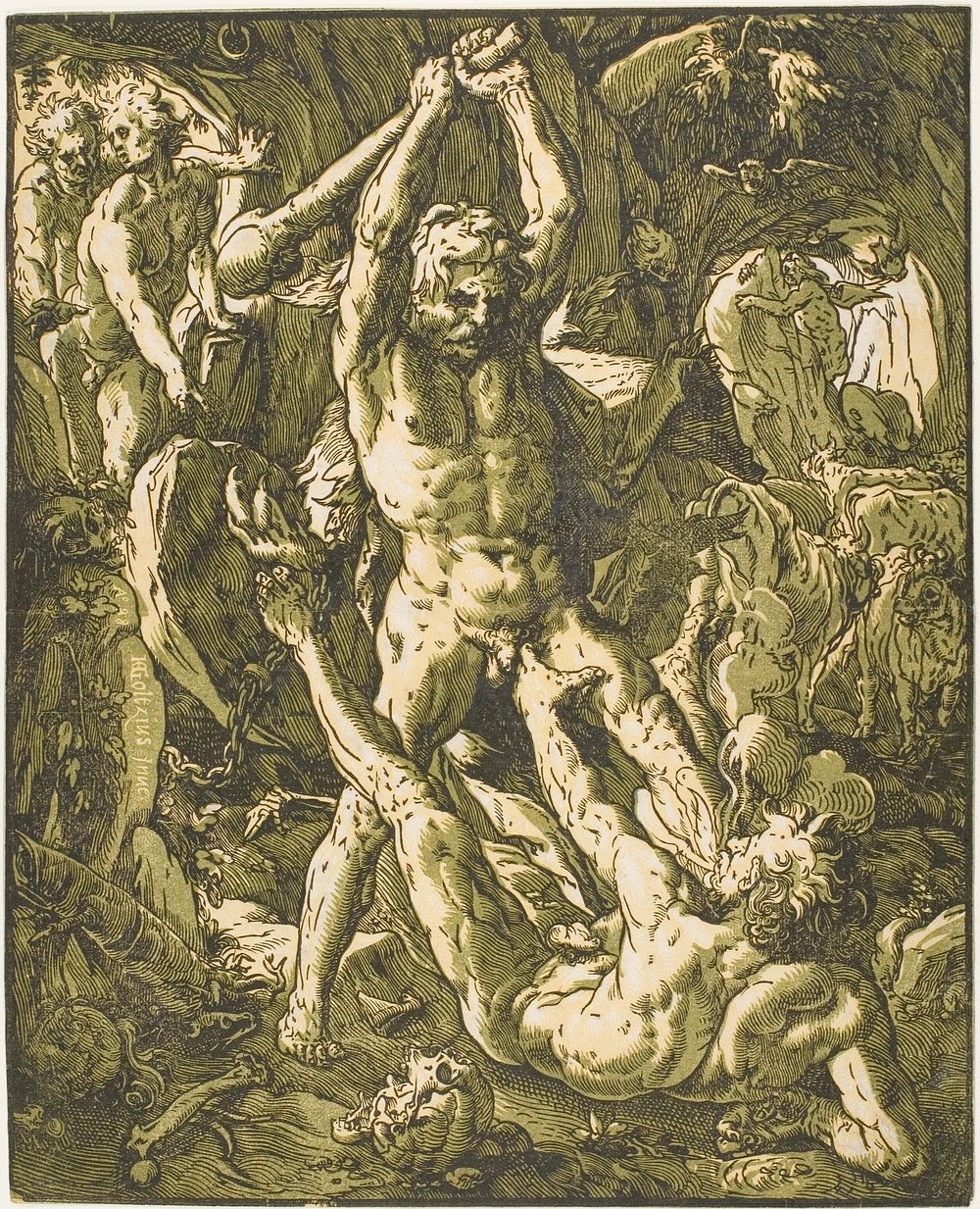 Hercules Killing Cacus by Hendrick Goltzius