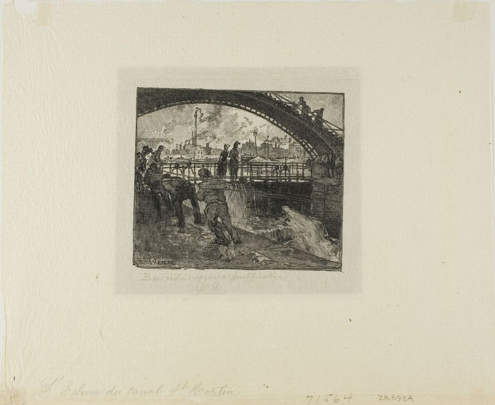 Lock of the Canal Saint-Martin by Louis Auguste Lepère