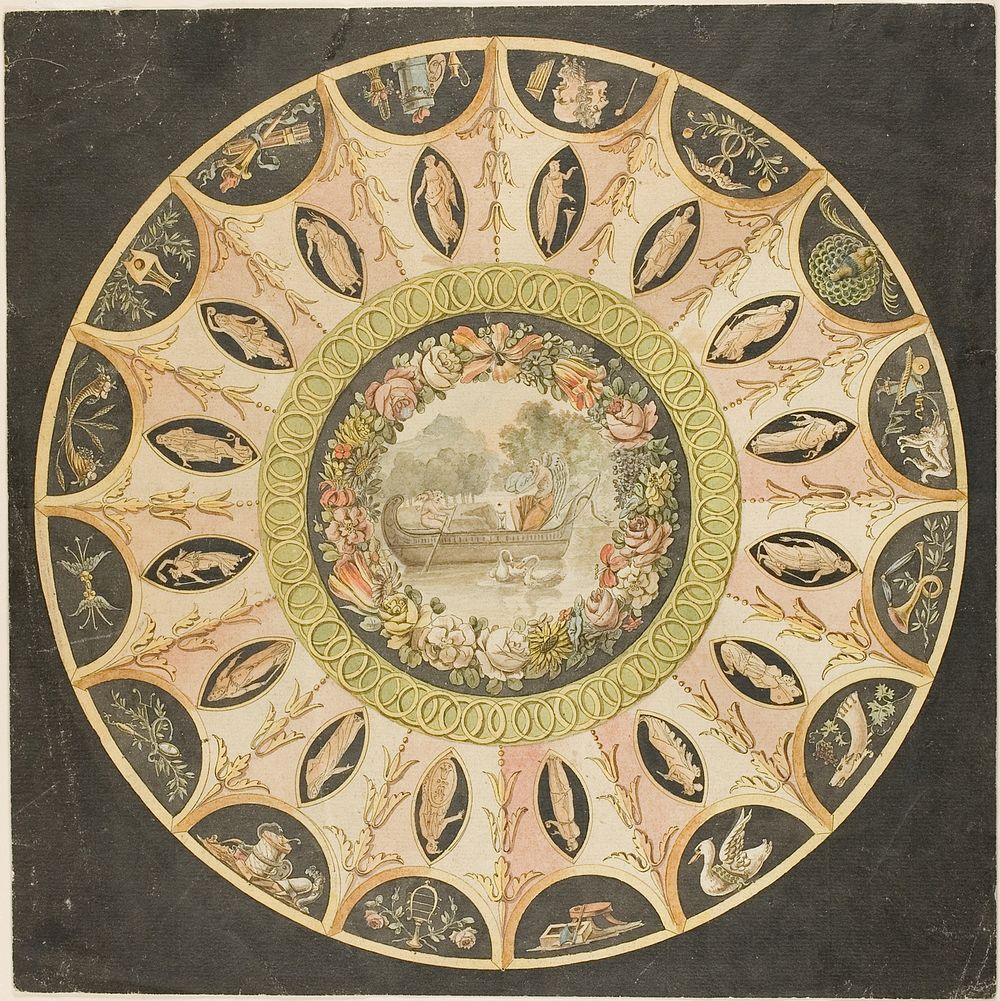Design for a Circular Ceiling Decoration by Unknown Florentine