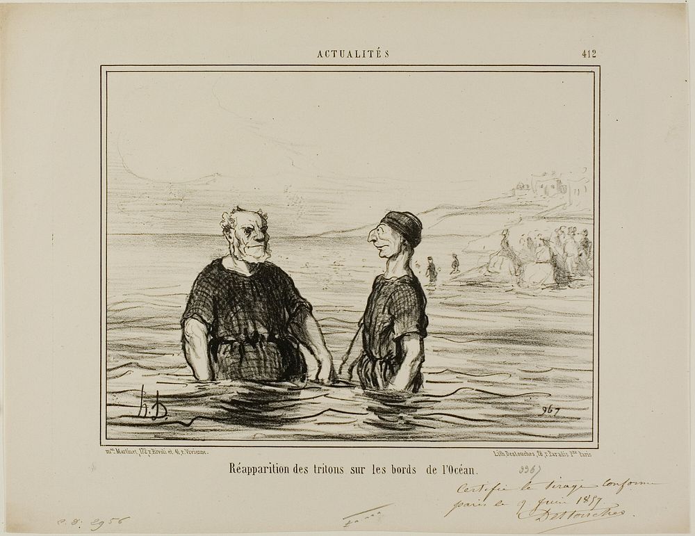 The Reappearance of the Tritons of the Sea, plate 412 from Actualités by Honoré-Victorin Daumier