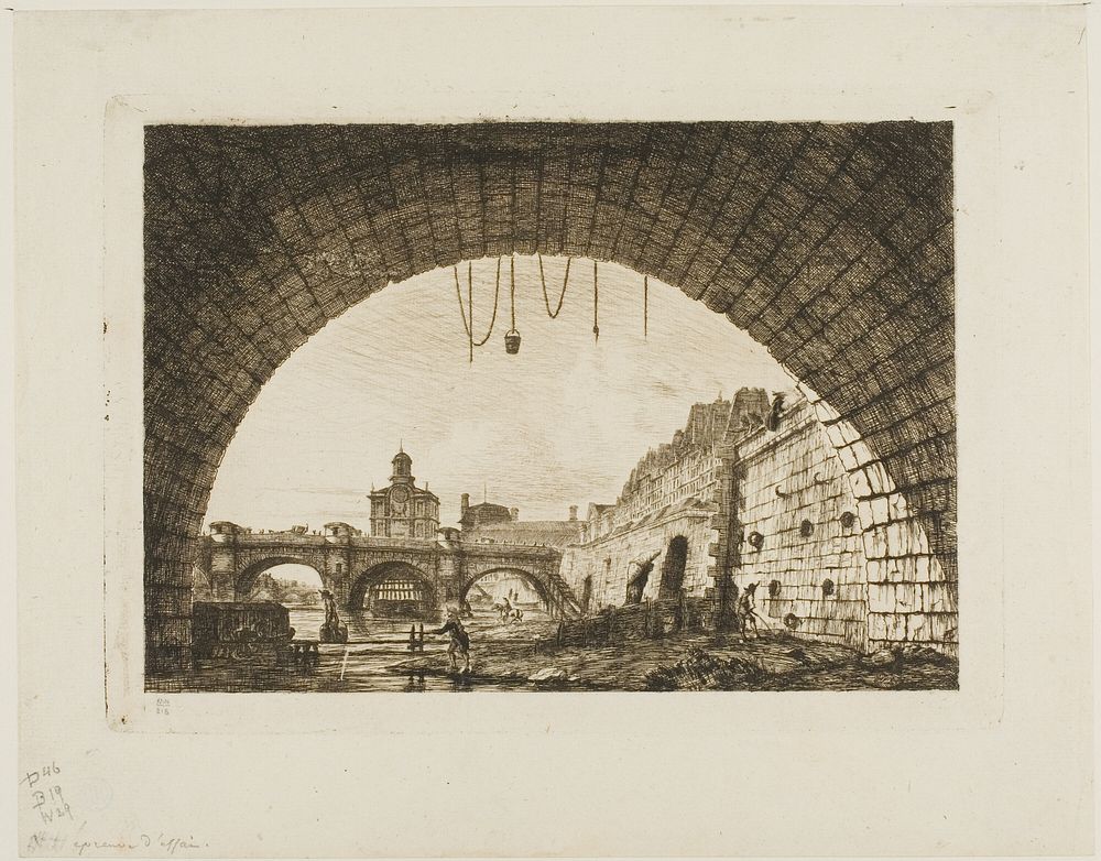 Pont-Neuf and the Samaritaine Seen from Under the First Arch of the Pont-au-Change, Paris by Charles Meryon