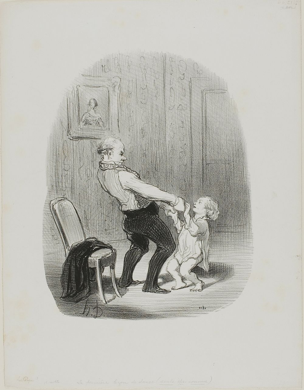 The First Dance Lession, from Les Papas by Honoré-Victorin Daumier