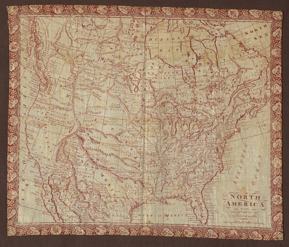 Map of North America (Handkerchief) by R. Gray (Engraver)