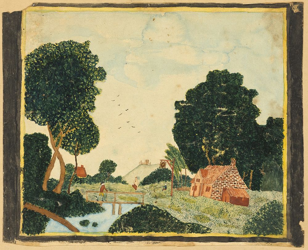 Landscape with an Inn and a Bridge by Orra Louise White