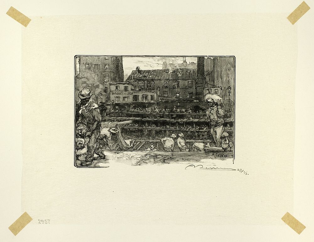 Plaster Unloaders, plate three from Le Long de la Seine et des Boulevards by Louis Auguste Lepère