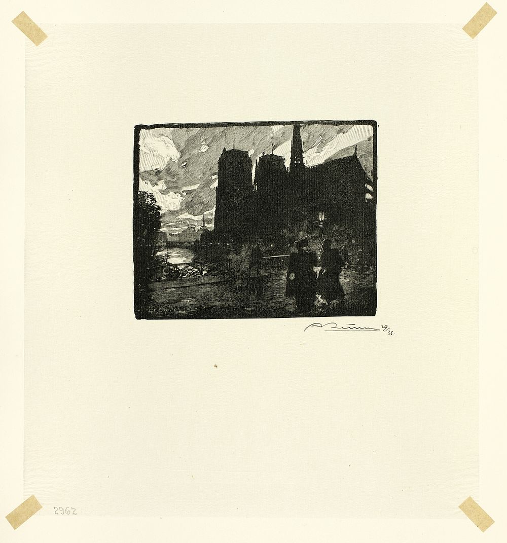 Notre-Dame, Evening, plate eight from Le Long de la Seine et des Boulevards by Louis Auguste Lepère