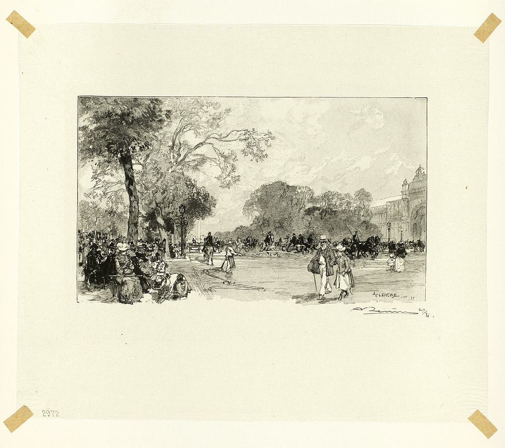 L'Avenue des Champs-Élysées, plate eighteen from Le Long de la Seine et des Boulevards by Louis Auguste Lepère