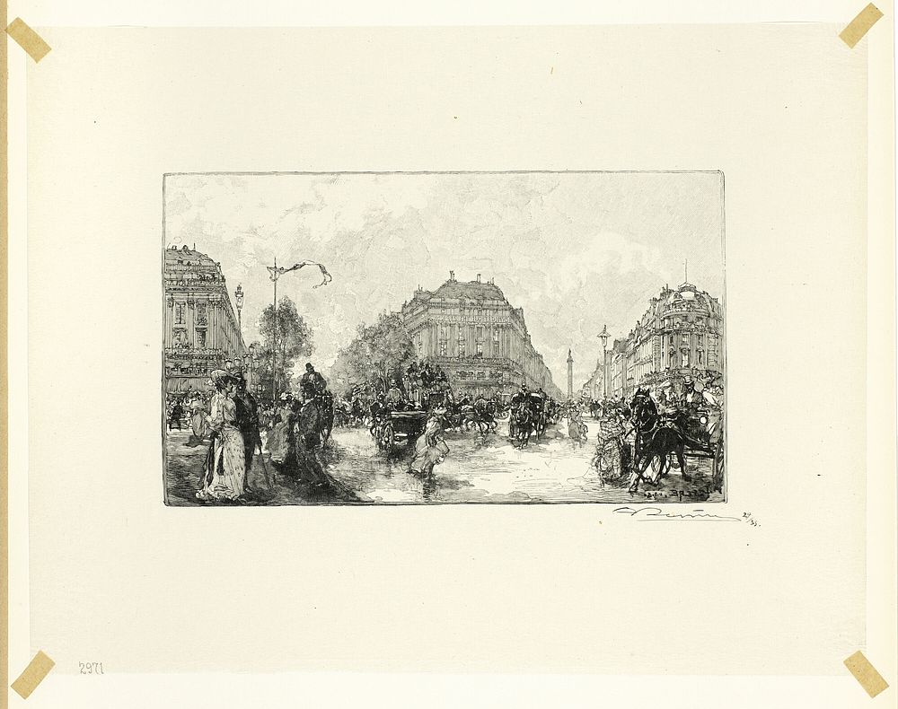 Place de l'Opéra, plate seventeen from Le Long de la Seine et des Boulevards by Louis Auguste Lepère