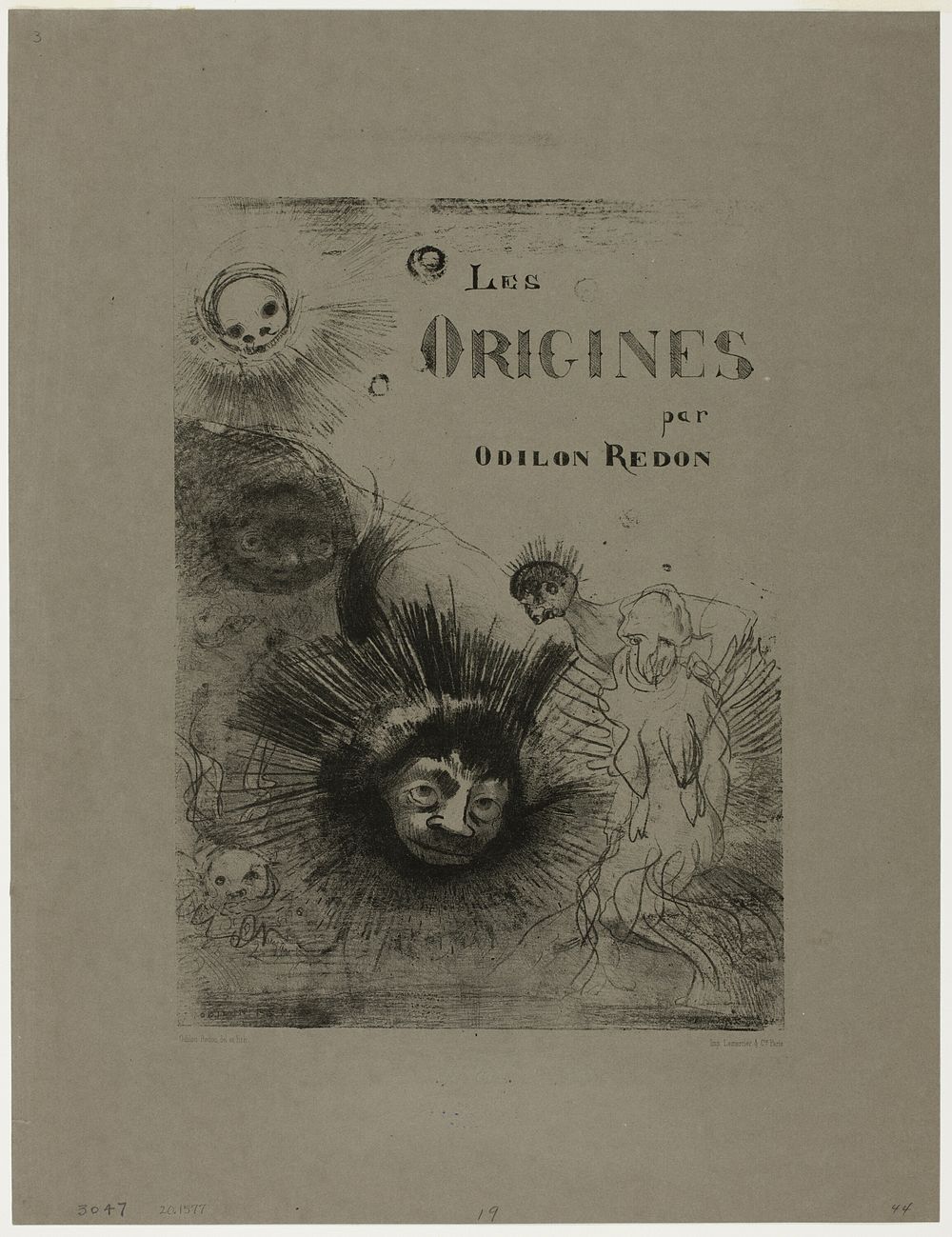 Cover-Frontispiece for Les Origines by Odilon Redon