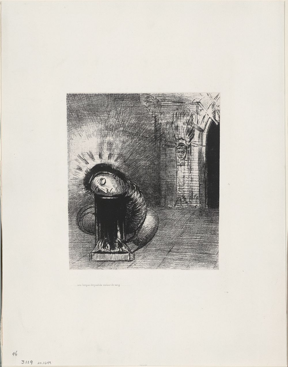 A Long Chrysalis, the Color of Blood, plate 2 of 6 by Odilon Redon