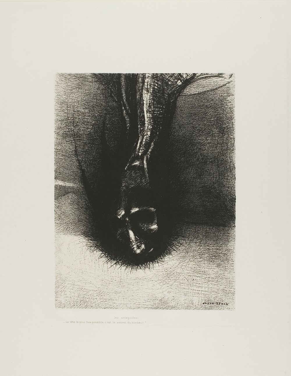 The Skiapods: "The head as low as possible, that is the secret of happiness!", plate 6 of 6 by Odilon Redon