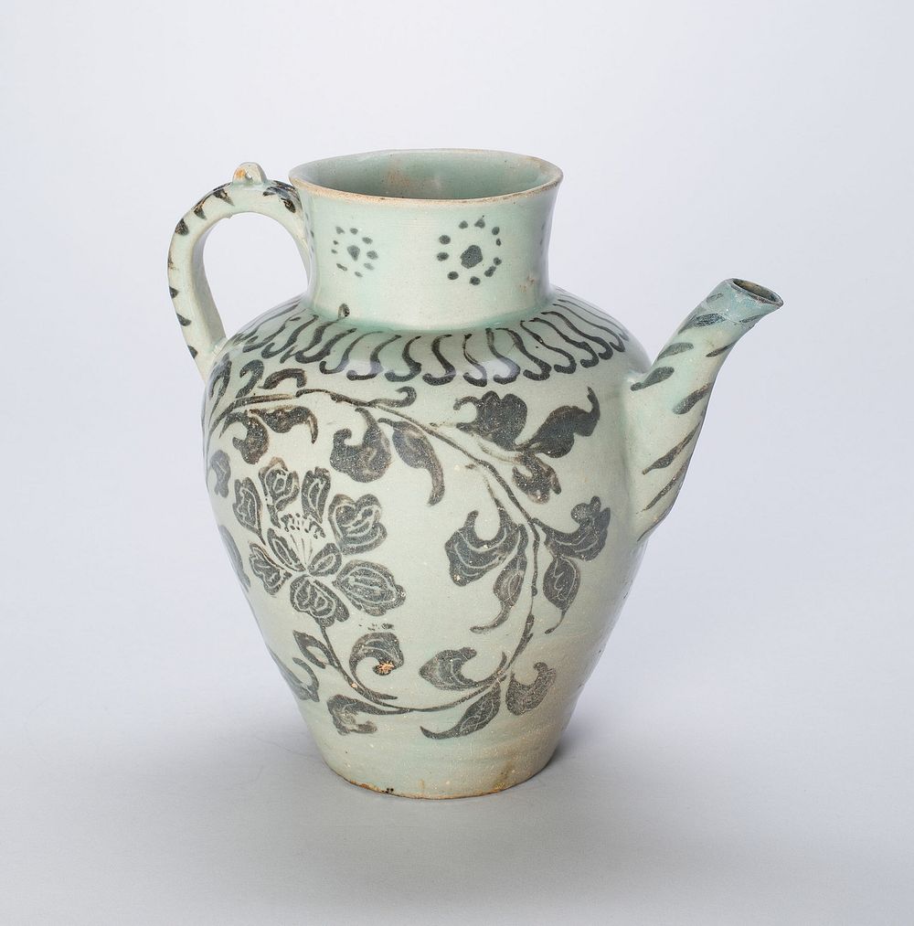 Ewer with Peonies and Scrolling Leaves