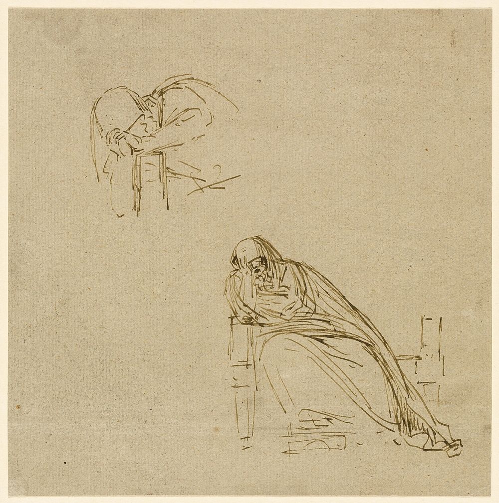 Two Sketches of a Weeping Woman by Benjamin West