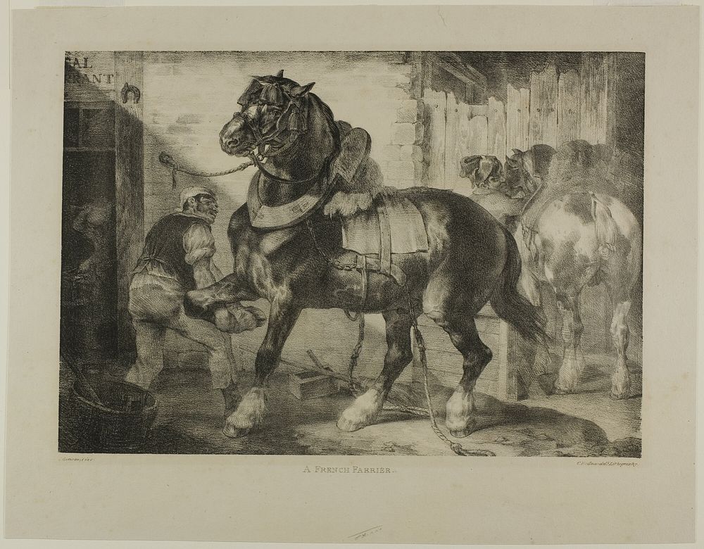 A French Farrier, plate 12 from Various Subjects Drawn from Life on Stone by Jean Louis André Théodore Géricault