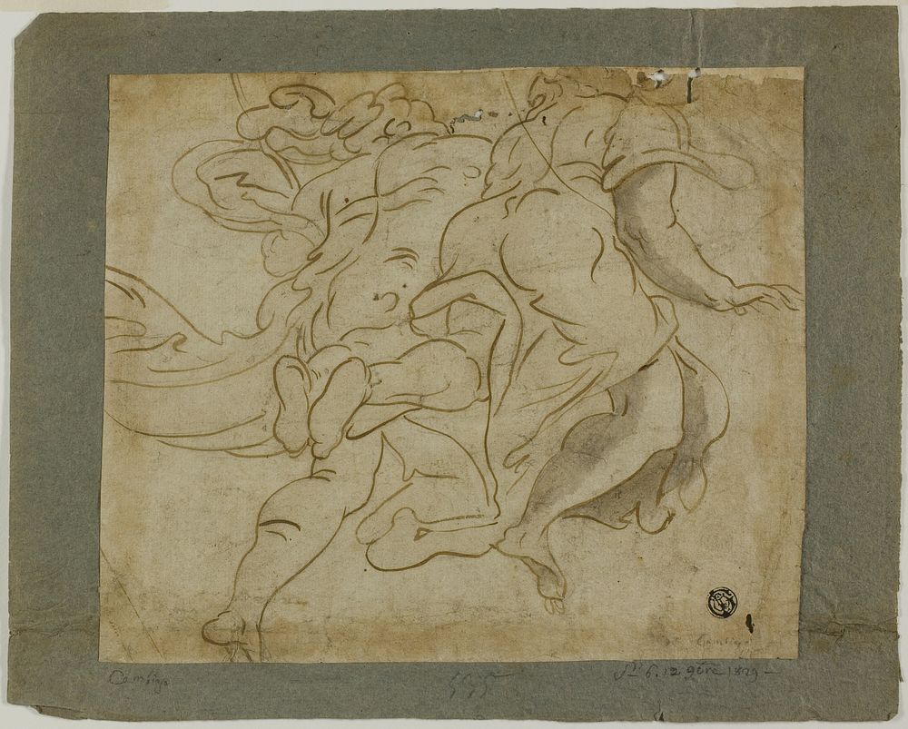 Two Figures Ascending by Follower of Luca Cambiaso