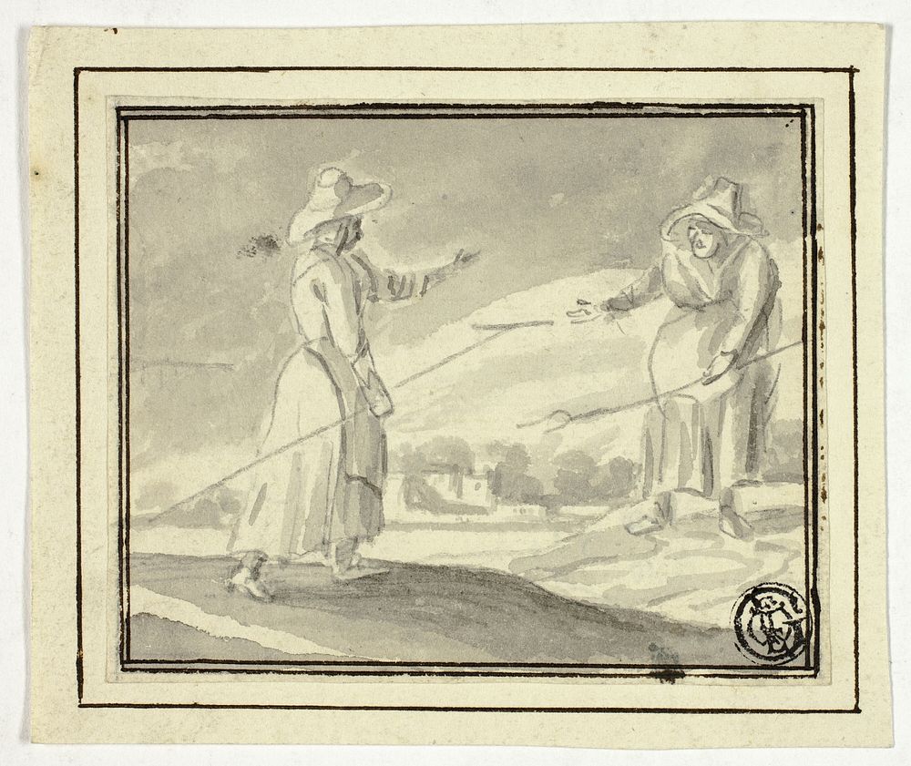 Two Peasant Women Greeting Each Other in a Field by Unknown