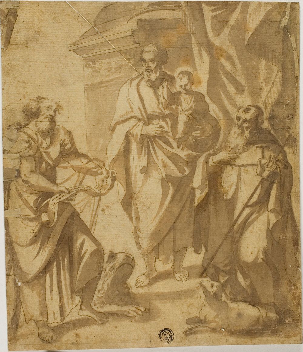 Saint Joseph and Christ Child, with Saints Mark and Anthony by School of Guido Reni
