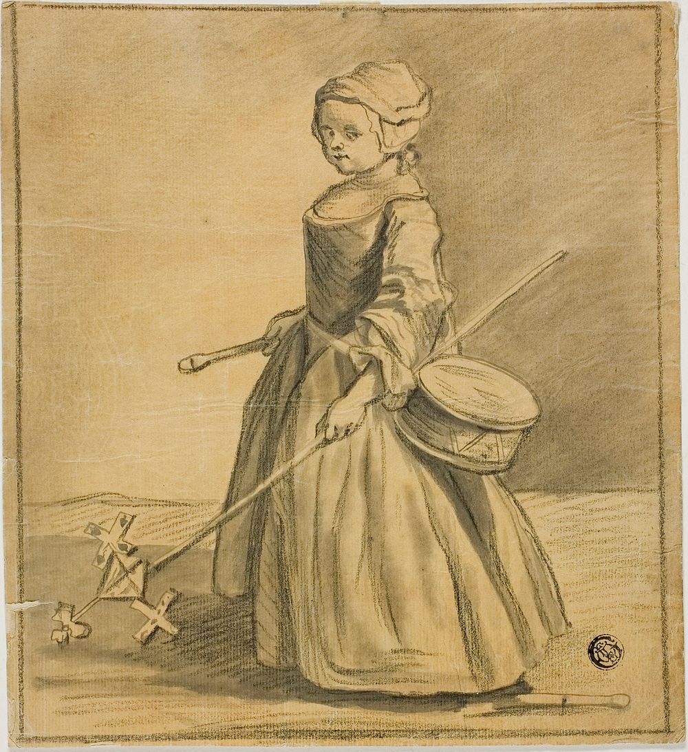 Girl Playing with Drum by Jean Baptiste Siméon Chardin