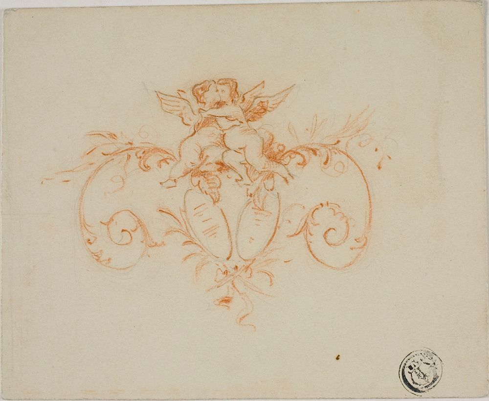 Decorative Scrolls with Two Amoretti by Unknown artist