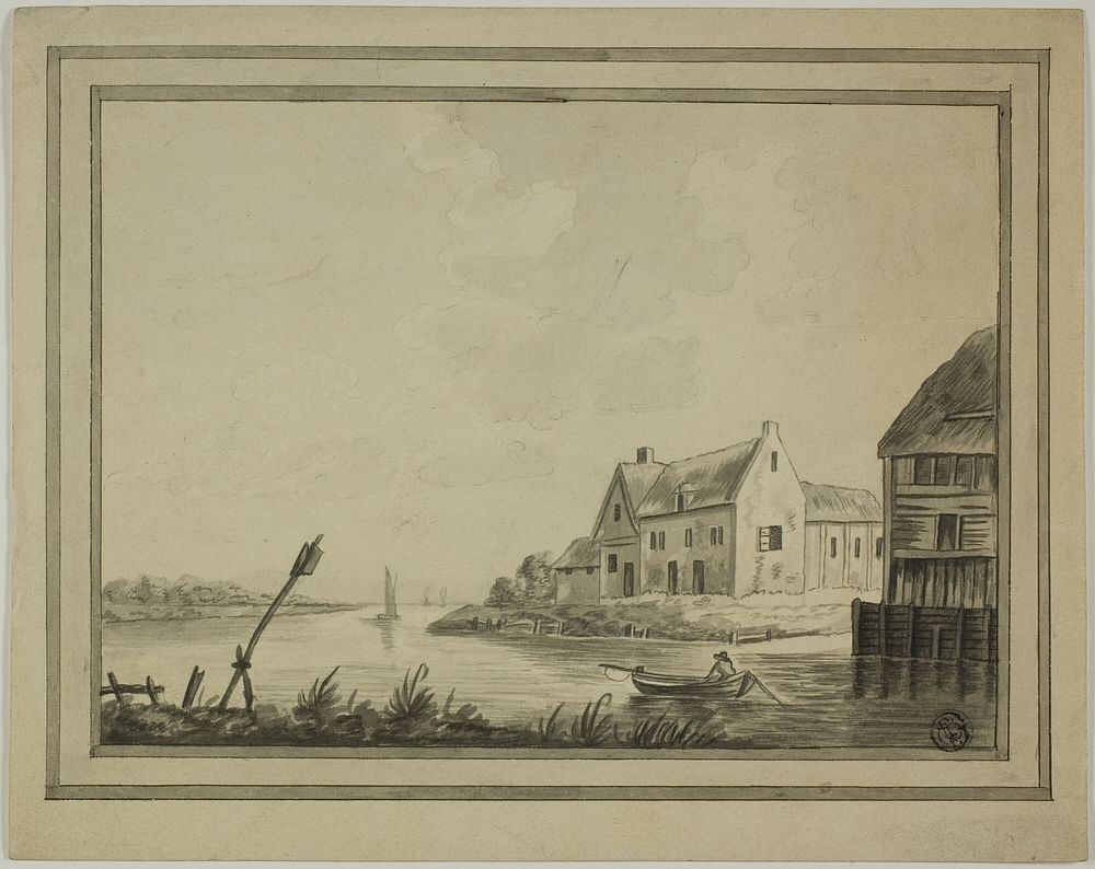 Houses on River or Canal by Unknown artist