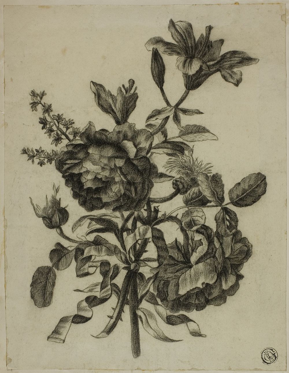 Bouquet of Roses and Lilies by Unknown artist (Unknown Amateur)