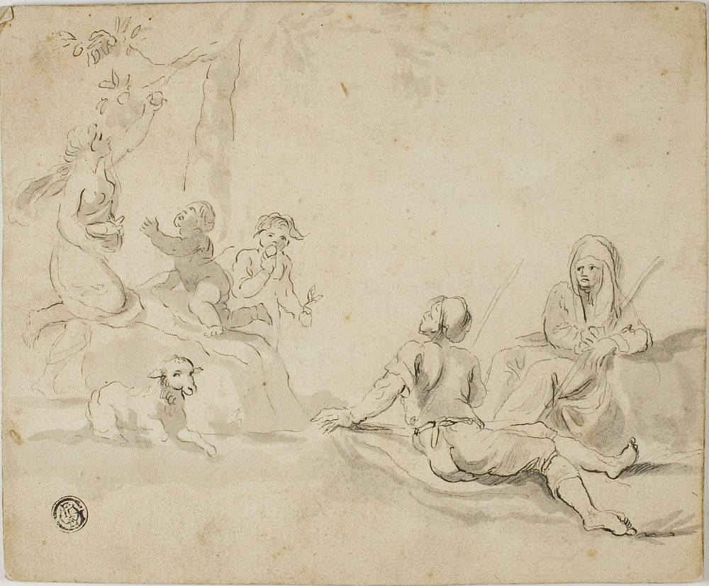 Apple Harvesters and Resting Shepherds by Salvator Rosa