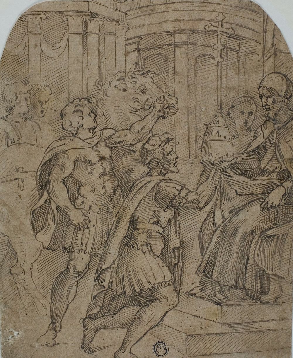Study for the Emperor Constantine Offering the Tiara to Pope Sylvester by Raphael