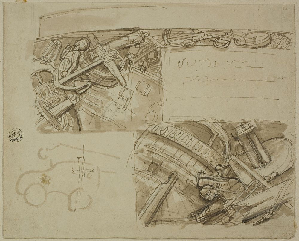 Sketches of Various Objects, Including Anchor by Unknown artist