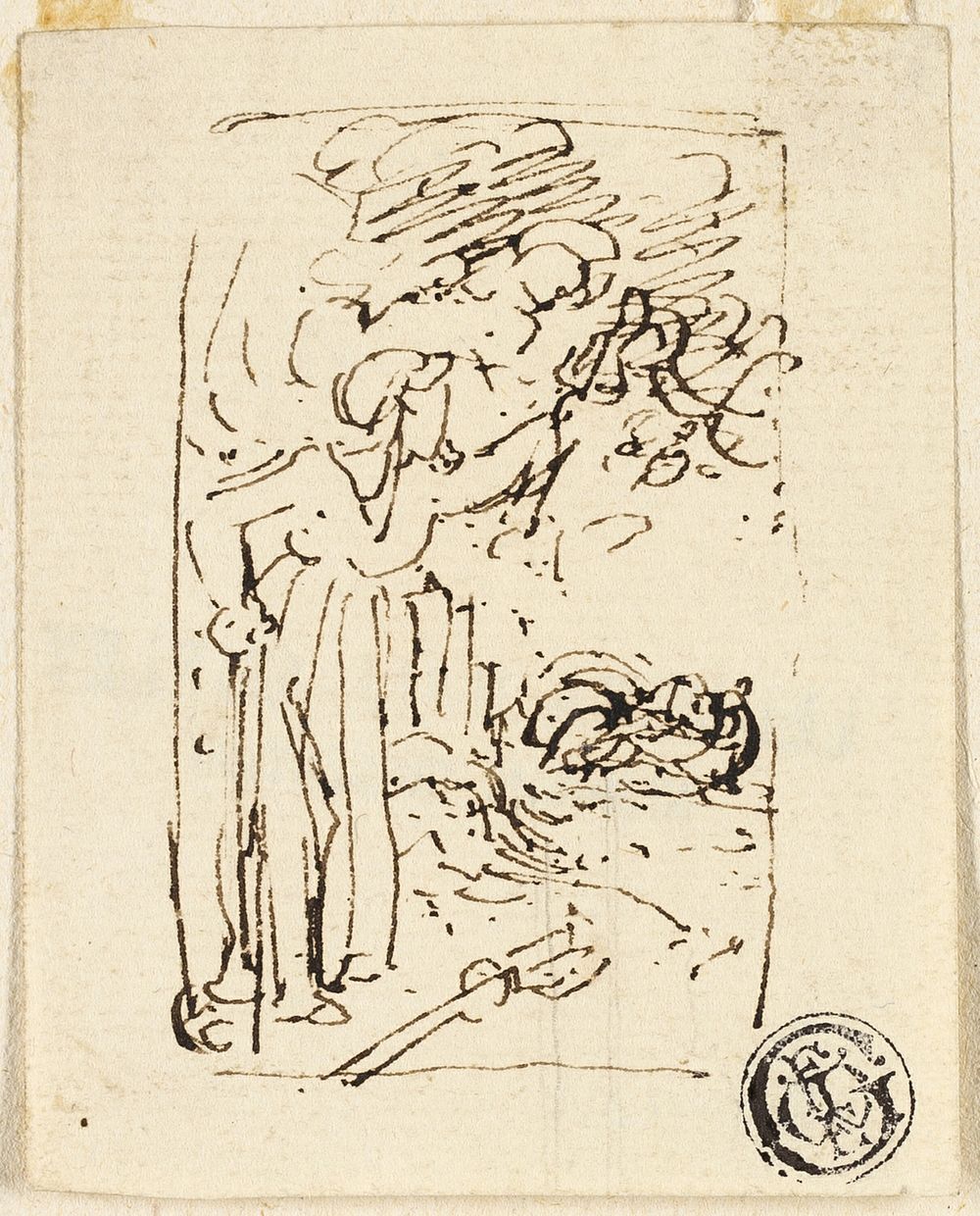 Sketch of Figure Leaning on Cane by Thomas Stothard