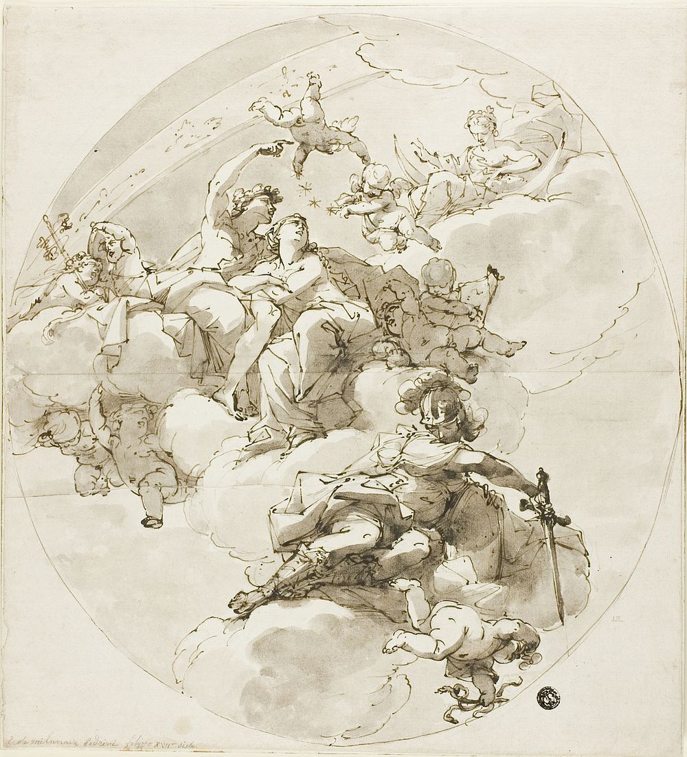 Ceiling with Bacchus, Ariadne, Diana and Minerva by Filippo Pedrini