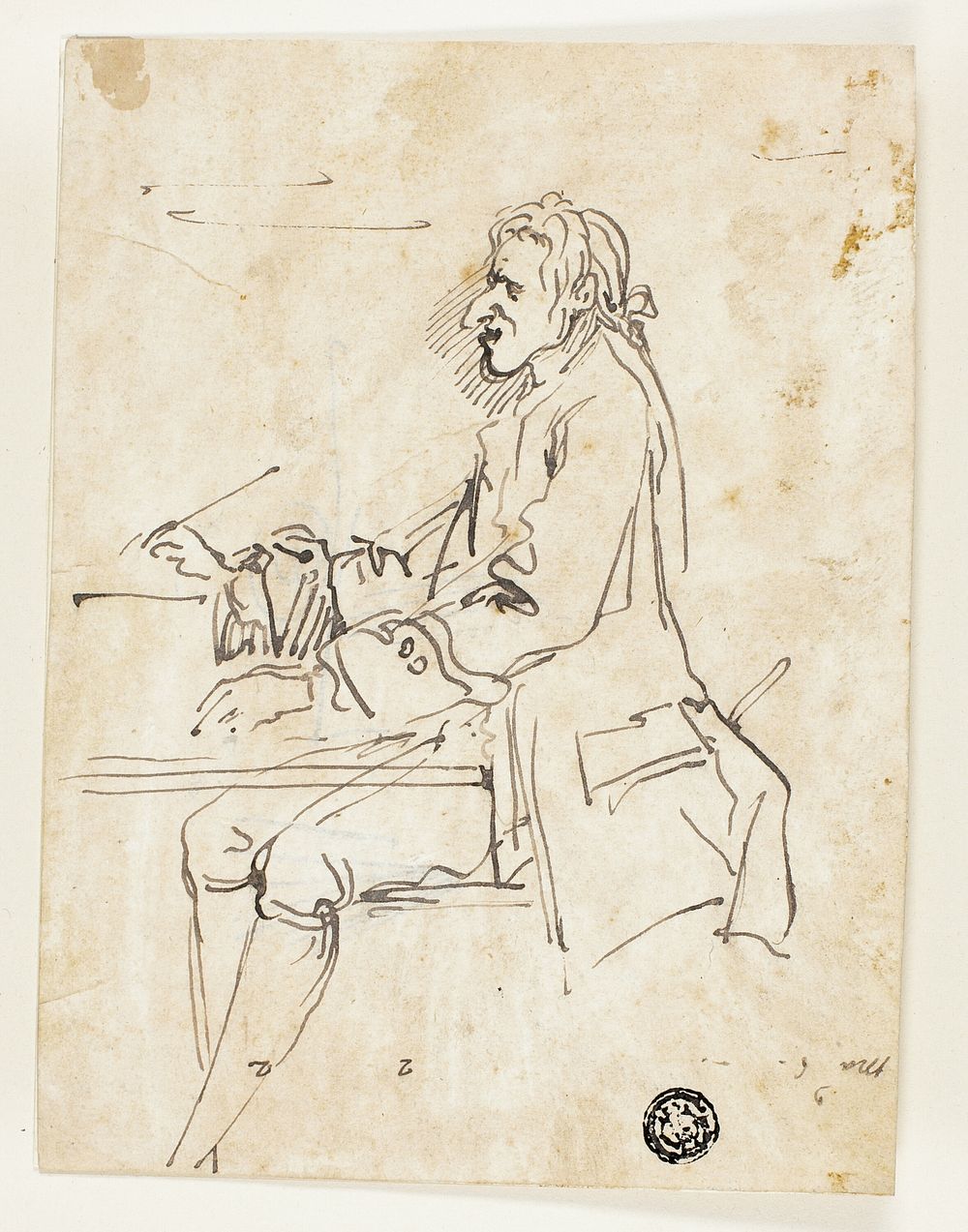 Caricature of Man Writing by Carlo Marchionni
