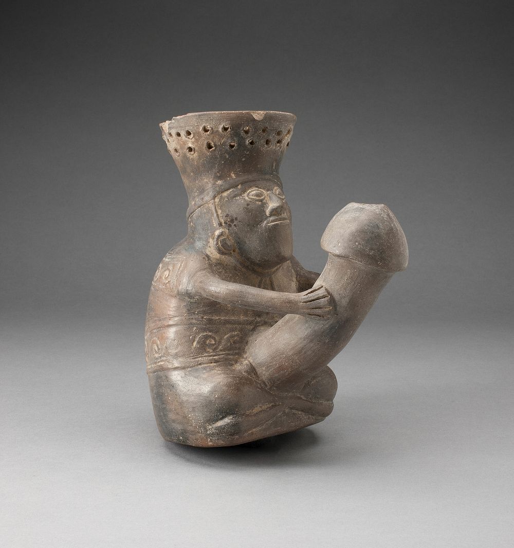 Cup in the Form of a Figure Holding Enlarged Penis by Chimú