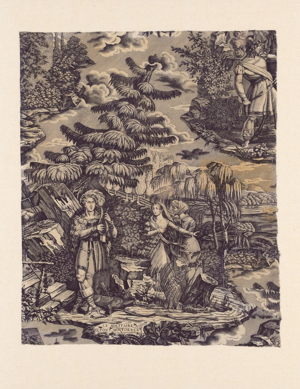 Le Solitaire au Pont du Torrent (The Hermit at the Bridge over the Torrent) (Furnishing Fabric) by Hartmann et Fils…