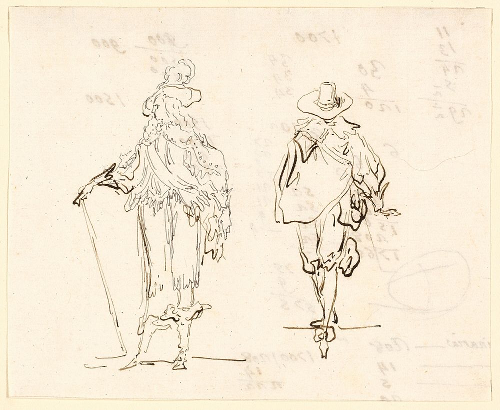 Two Figures, One Dressed in French Louis XIII Style and the Other in Spanish Seventeenth Century Style by Luis Paret y…