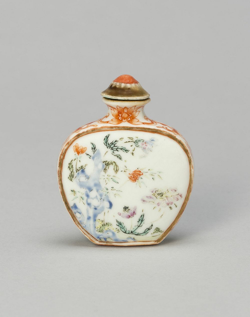 Snuff Bottle with Flowers and Rockwork