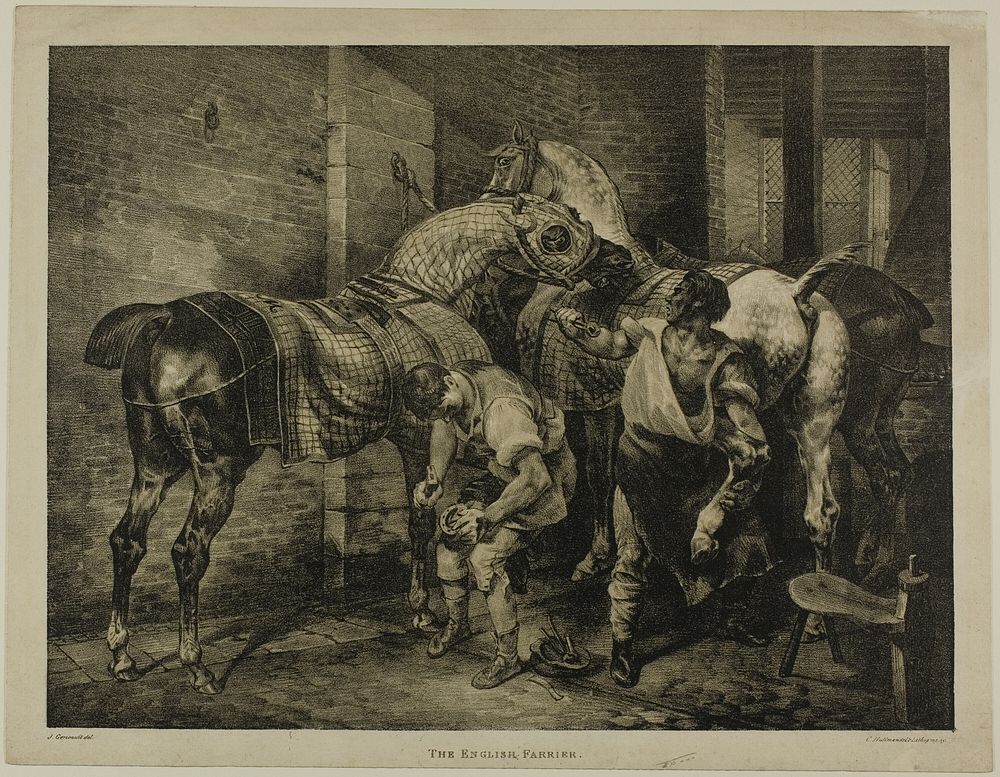 The English Farrier, plate 10 from Various Subjects Drawn from Life on Stone by Jean Louis André Théodore Géricault