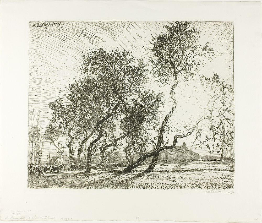 Farm with Dutch Poplars by Louis Auguste Lepère